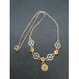 9ct gold necklace fully HM yellow stones 6.8g