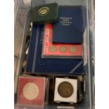 Misc box of coins and banknotes