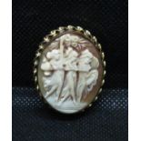 Gold plated cameo brooch