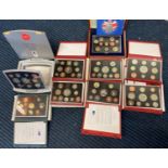 Great British proof sets 1995-2002 plus 2004 9x sets in total