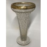 12" silver rimmed cut glass vase