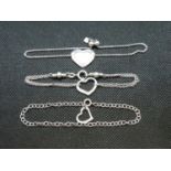 3x silver bracelets with heart design 10g