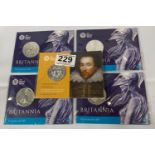 5x Britannia £50 fine silver coins
