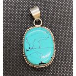 Silver and turquoise large pendant