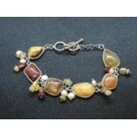 Silver and agate boxed bracelet