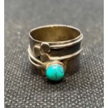 HM silver and turquoise ring