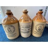 3x stoneware bottles with stoppers