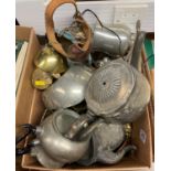 Large collection of brass and pewterware