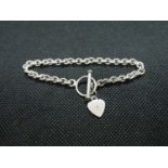 HM silver Tiffany style bracelet set with natural diamond 7.5" 11.5g