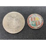 Victorian silver and enamel shilling 1887 and 1900 half pound piece 18g