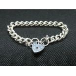 Solid silver curb link bracelet with lock and chain fully HM London 1979 39g