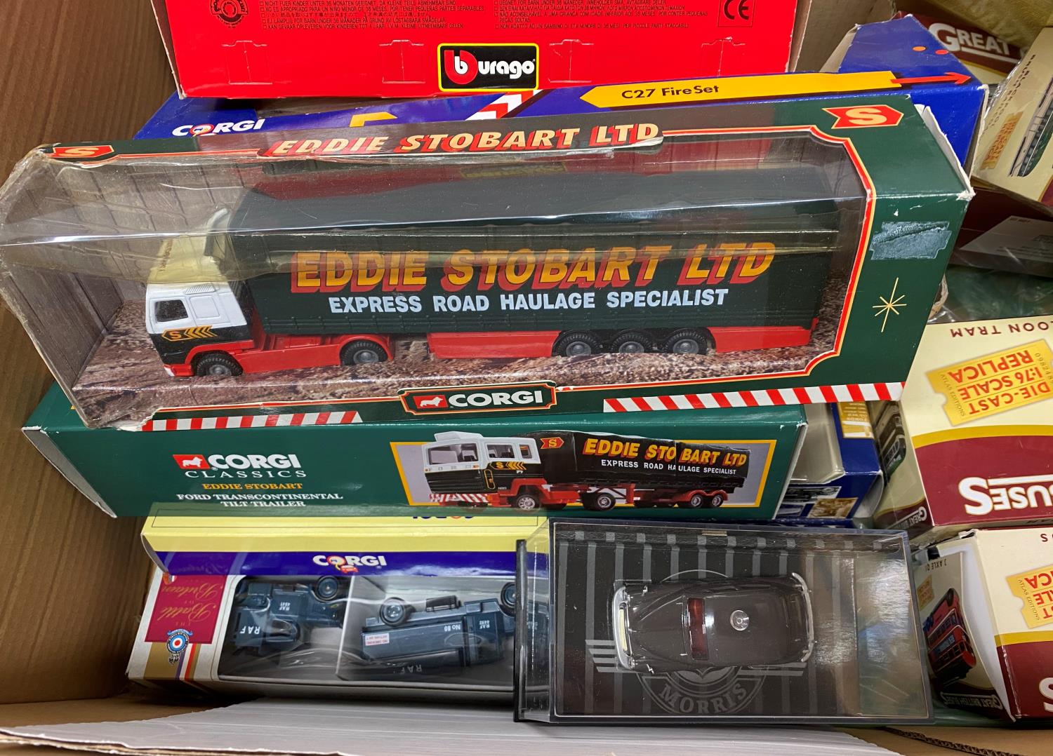 Box containing corgi Eddie Stobart trucks and other cars - Image 2 of 3