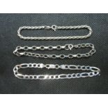 1 Silver figaro link 1 silver Italian rope and 1 silver link bracelet 14.8g