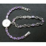 9ct bracelet and watch with amethyst stones