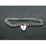 Vintage silver bracelet with lock and chain 16g