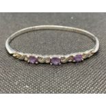 HM Celtic silver bangle set with amethyst stones 10g
