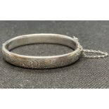 Charles Horner silver bangle engraved to front Birmingham 1966