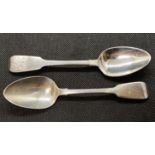 Pair of silver teaspoons by James Brady Dublin 1828