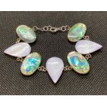 HM silver bracelet set with Mother of Pearl and Abelone shell 20g