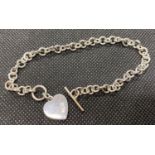 Diamond set heart and toggle style bracelet fully HM 13g