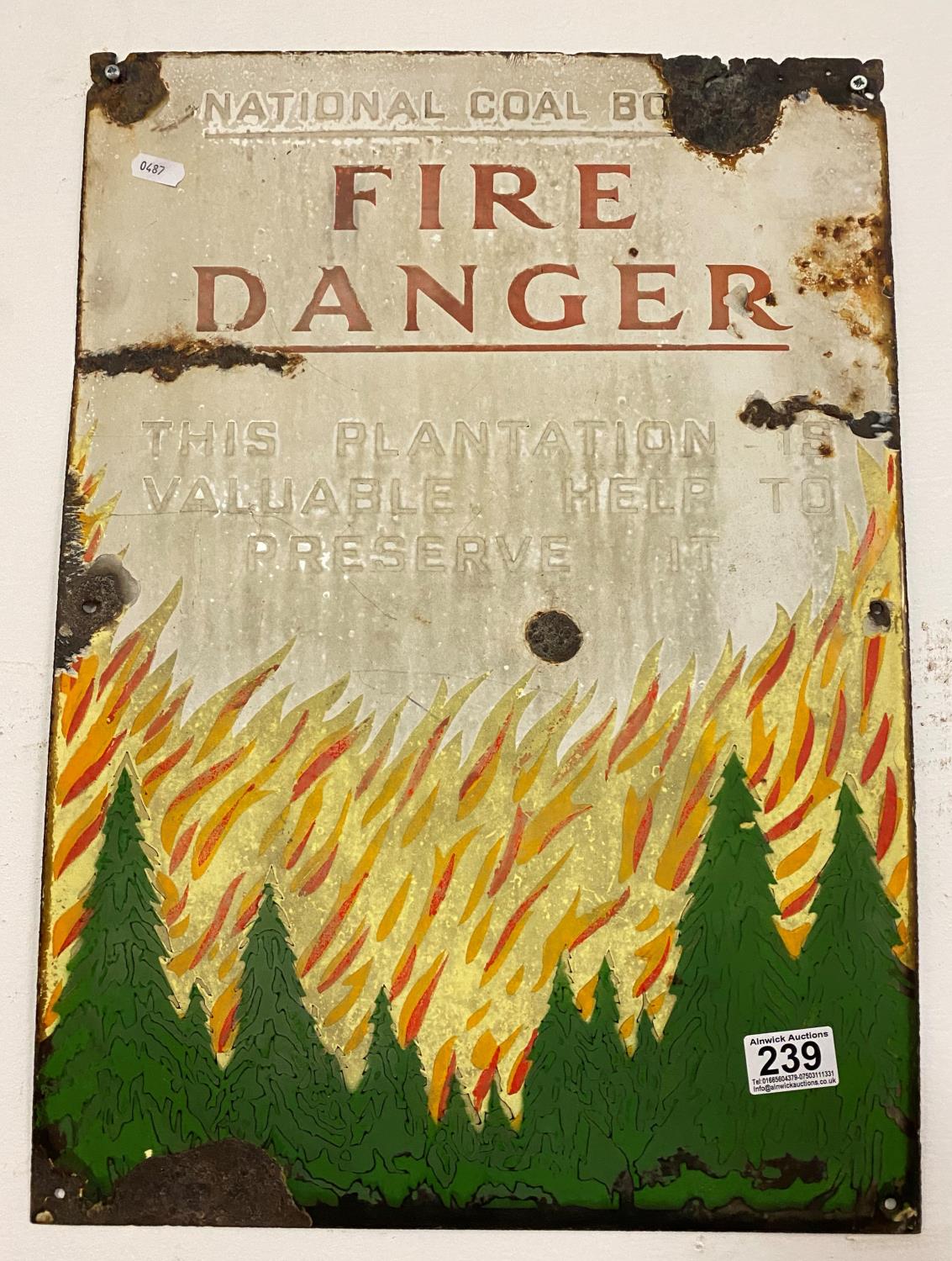 National Coal Board enamel sign for fire danger