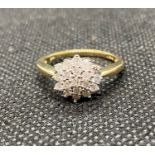 18ct yellow gold and diamond .5ct cluster ring