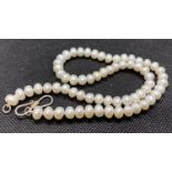 String of freshwater pearls with silver catch 18"