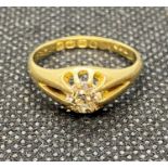 Victorian Gypsy set diamond ring with full insurance valuation £1850.00 - diamond approx .65ct HM