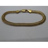 Gold on silver double curb link bracelet 7.5" long 7.5g