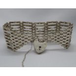 Vintage silver 8 bar gate bracelet with chain London 1978 28g