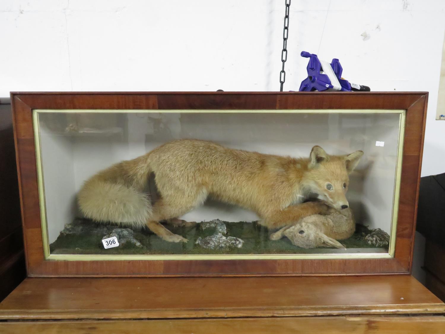 3' x 2' Victorian taxidermy fox with hare