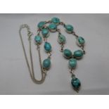 Vintage silver and turquoise necklace 22g