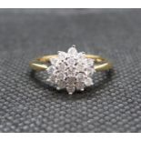 18ct yellow gold and diamond cluster ring .5ct diamonds