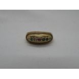 9ct gold ring with multi coloured stone stones 2.7g size Q