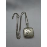 Vintage silver locket 17" curb link chain
