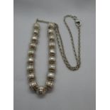 Vintage silver bobble bead necklace 17.5" 17.5g