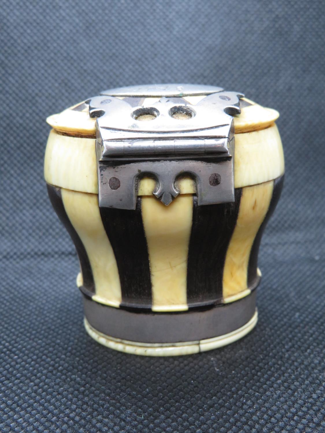 1748 ebony and ivory Scottish snuff mull with silver mount and bindings - Image 2 of 5