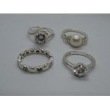 Job lot of 4x silver rings 11.5g