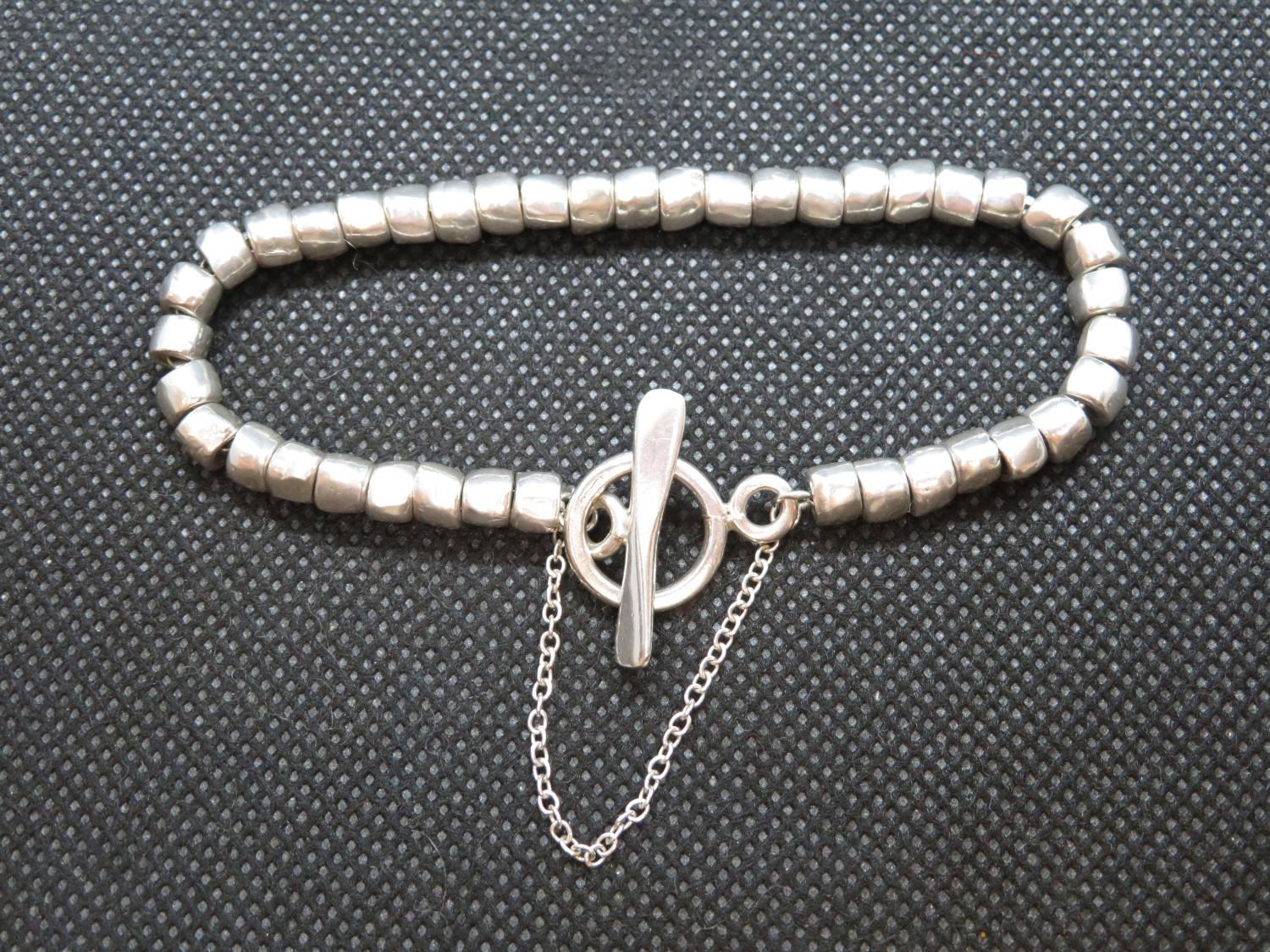 Modernist silver bracelet with toggle fastener HM 24g