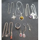 Collection of silver rings and necklaces 37g