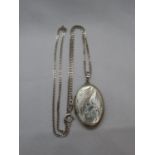Vintage silver locket on 18" silver curb link chain