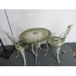 Cast Aluminium outdoor table with two chairs