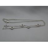 Stone set silver necklace 18" long 5g