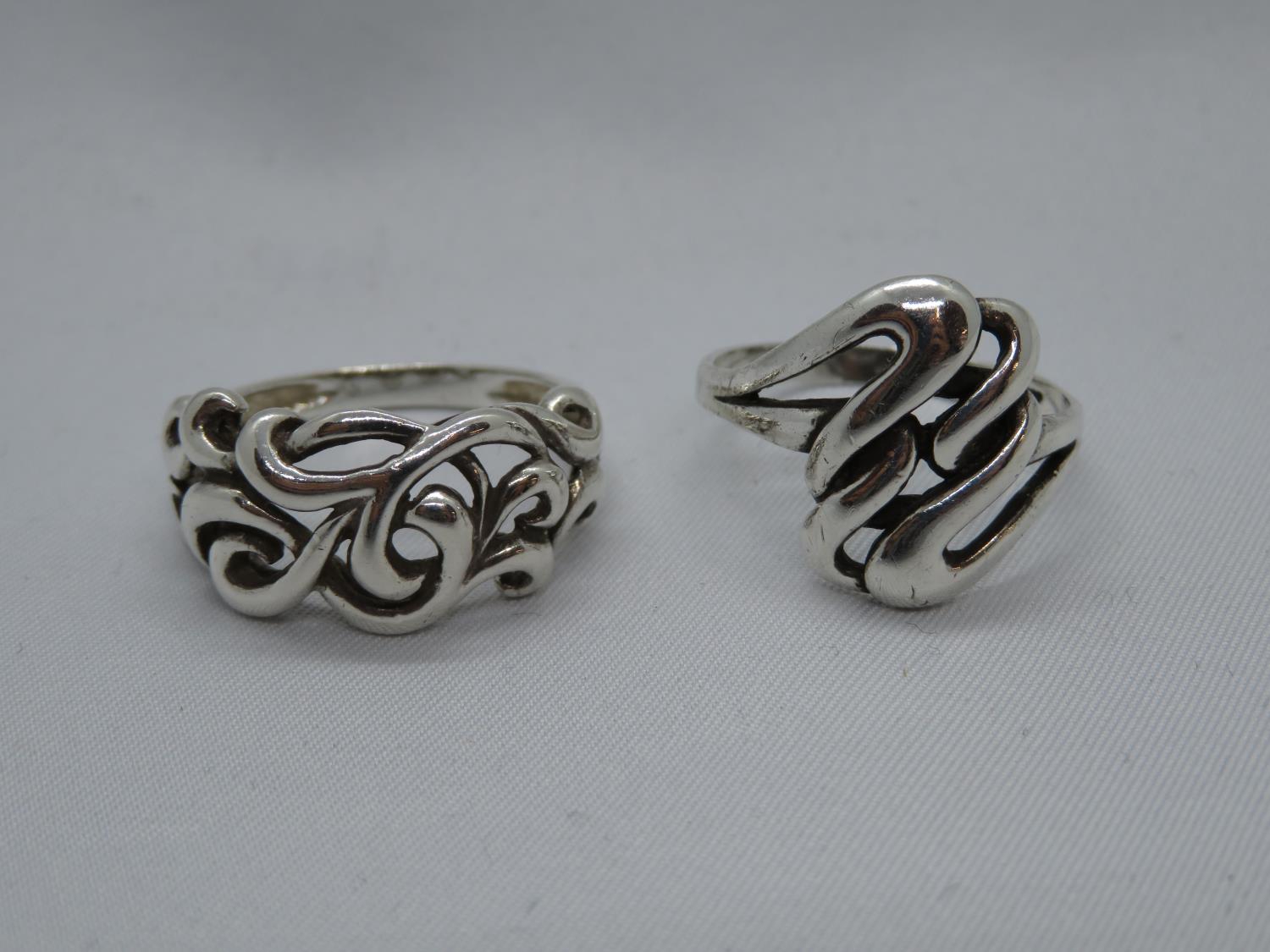 2 modernist silver rings 8g