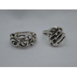 2 modernist silver rings 8g