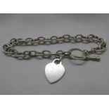 Tiffany style HM silver bracelet with heart appendage 15g