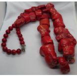 Very heavy red coral necklace - original coral 660g