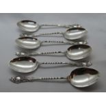 Set of 6x ornate silver coffee spoons Birmingham 1897 Victorian 50g