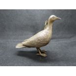Gilded 1850's silver dove opening to base to reveal lady's pocket watch with alarm fully HM inside