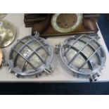 2x old chrome and glass ship's lamps